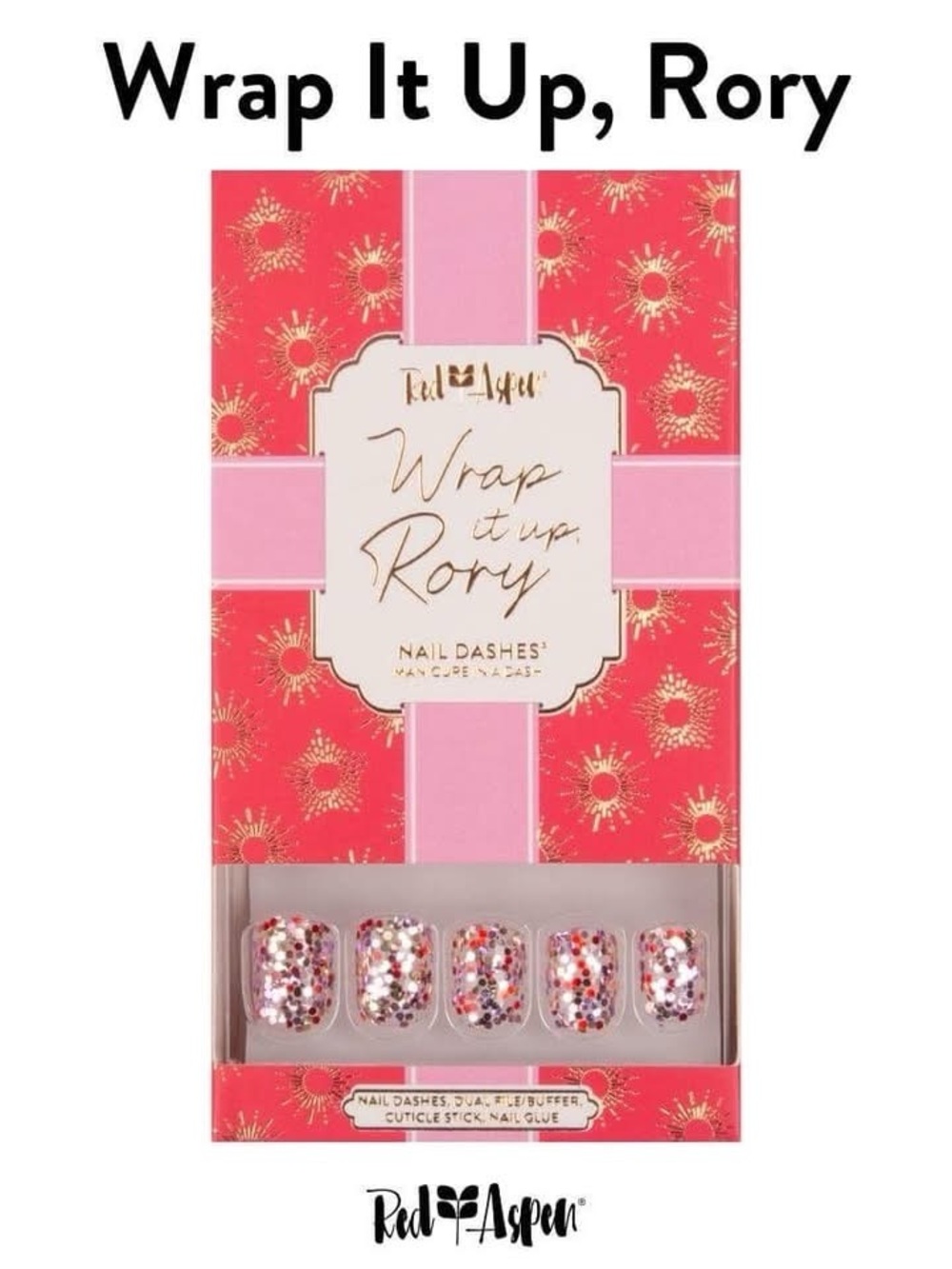 NIB Red Aspen Wrap it Up, Rory Press-On Nail Dashes